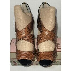 Michael Kors Reptile Stilettos Brown with Black Patent Leather - Size 5